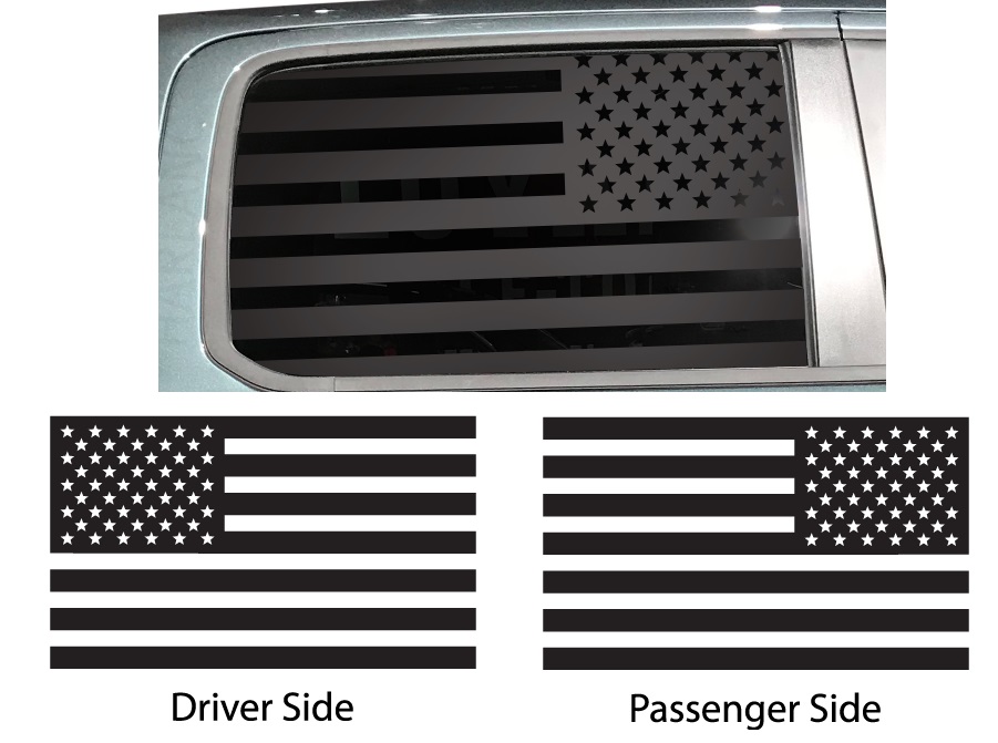 American Flag Side Window Custom Decals Dodge, Chrysler, Jeep - Click Image to Close